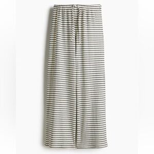 H&M Black and Cream Striped Wide Leg Pants